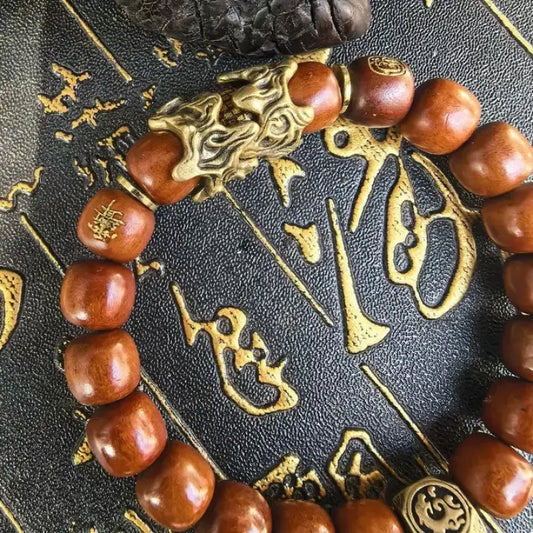 Ancient bronze pixiu bracelet – thunder wood from longhu mountain - 12mm