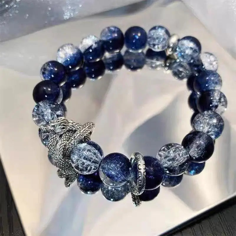 Coiling dragon energy-boosting crystal bracelet - 蓝色 / 12mm-16mm