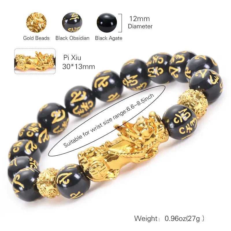 Free today: black obsidian 24kgold pixiu bracelet