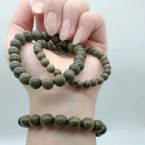 Green sandalwood single-loop prayer beads bracelet - 10mm