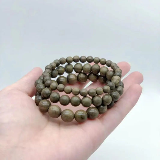 Green sandalwood single-loop prayer beads bracelet - 10mm
