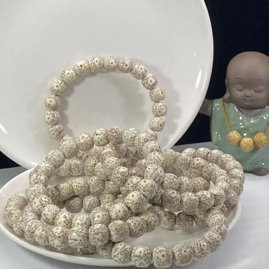 Natural unprocessed smooth white star-moon bodhi prayer beads bracelet from hainan china