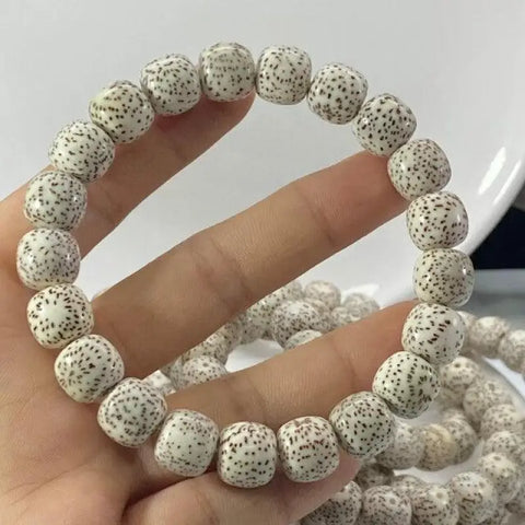 Natural unprocessed smooth white star-moon bodhi prayer beads bracelet from hainan china