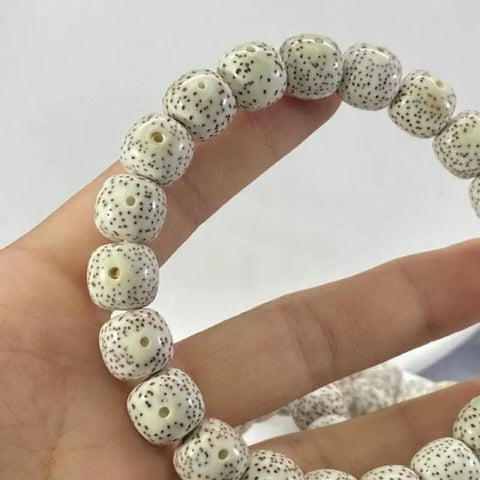 Natural unprocessed smooth white star-moon bodhi prayer beads bracelet from hainan china