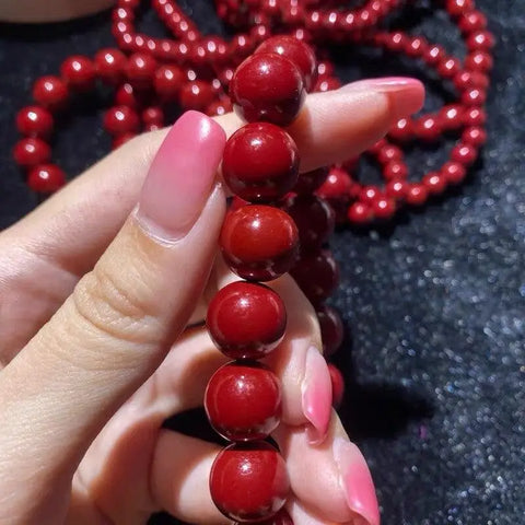 Raw cinnabar ore bracelet: a handcrafted talisman for spiritual protection