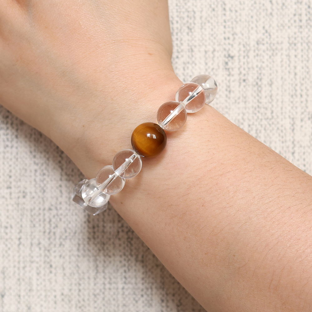 Metal Flow Bracelet – White Quartz, Golden Tiger’s Eye & Dual-Terminated Quartz - Image 8