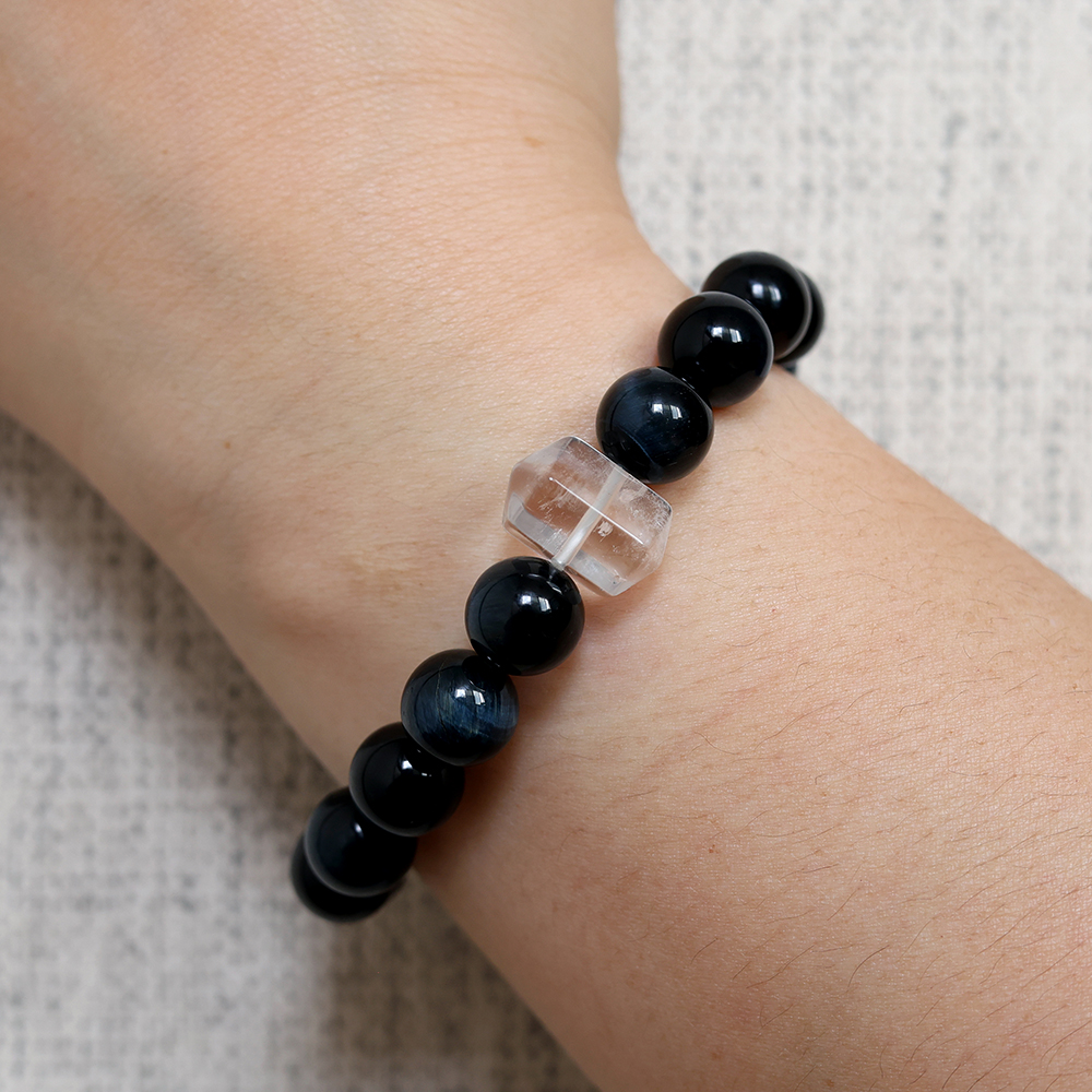 Ocean Flow Energy Bracelet Blue Tiger Eye • Aquamarine • Clear Crystal Design - Image 5