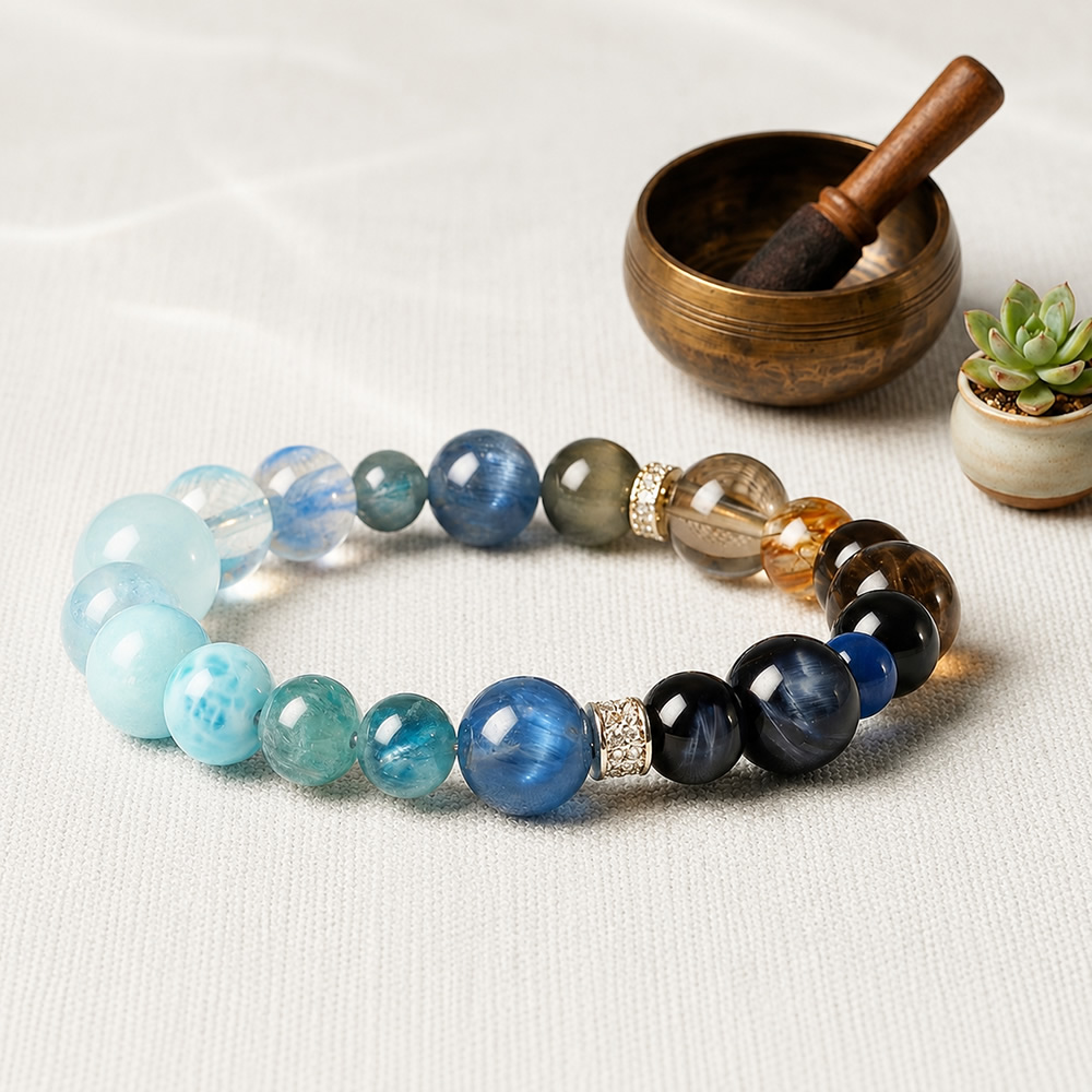 Ocean Flow-Aquamarine & Blue Gemstone Harmony Bracelet