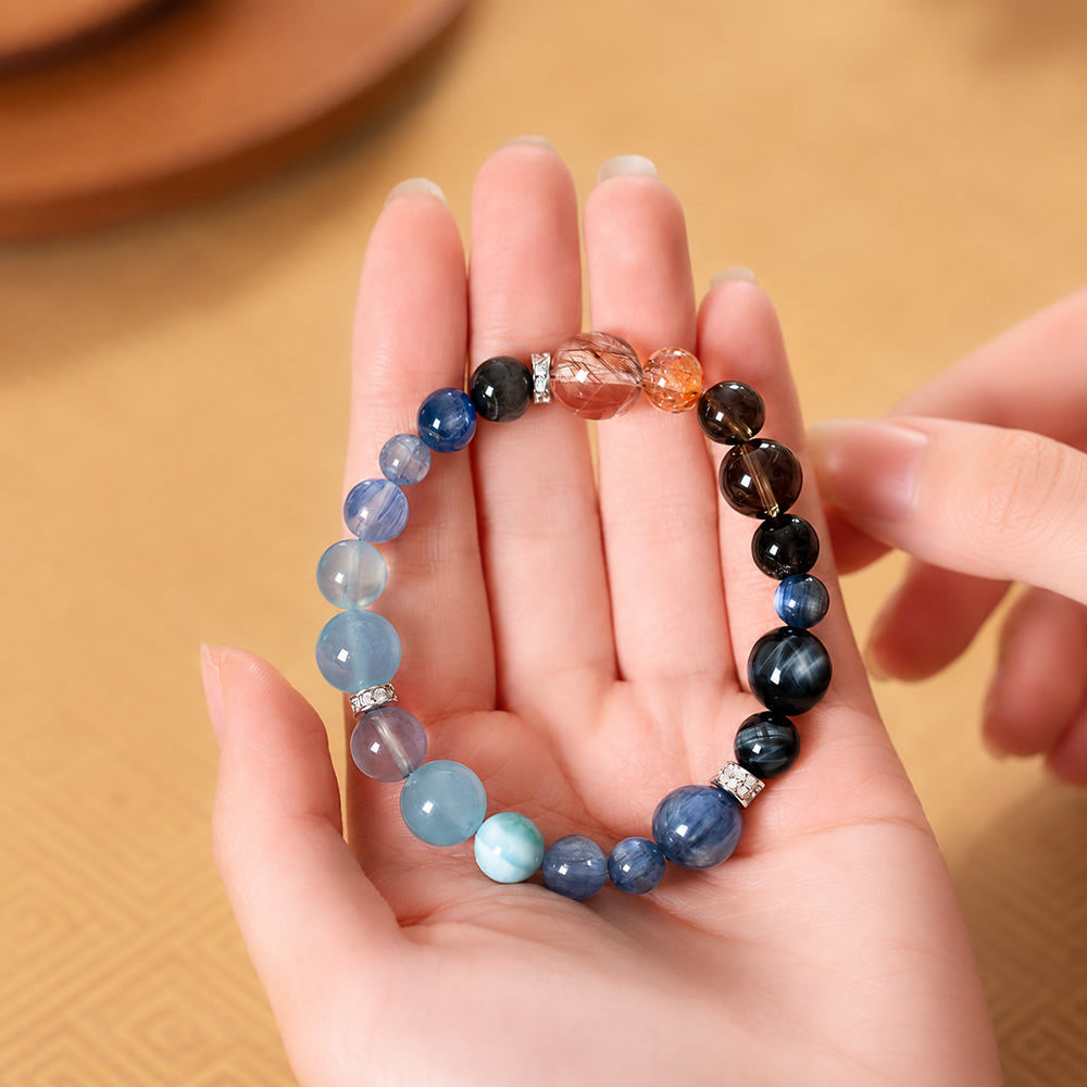 Ocean Flow-Aquamarine & Blue Gemstone Harmony Bracelet - Image 5