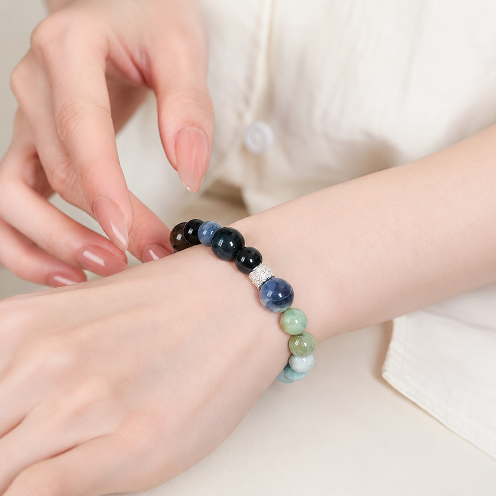 Ocean Flow-Aquamarine & Blue Gemstone Harmony Bracelet - Image 2