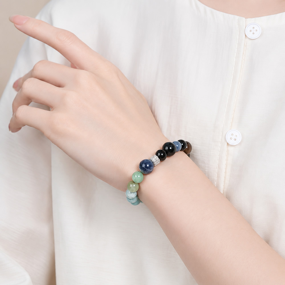 Ocean Flow-Aquamarine & Blue Gemstone Harmony Bracelet - Image 4