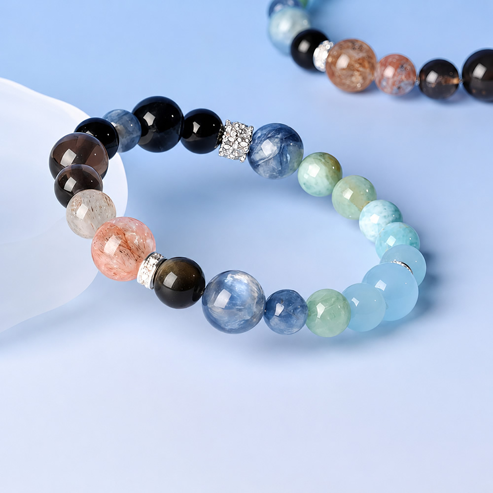 Ocean Flow-Aquamarine & Blue Gemstone Harmony Bracelet - Image 6