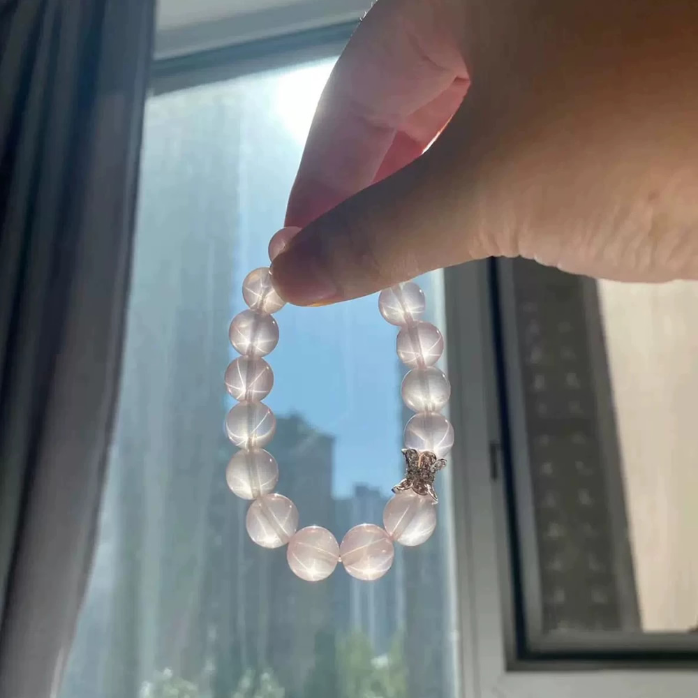 The Star of Rose-Natural Star Rose Quartz Bracelet - Image 6
