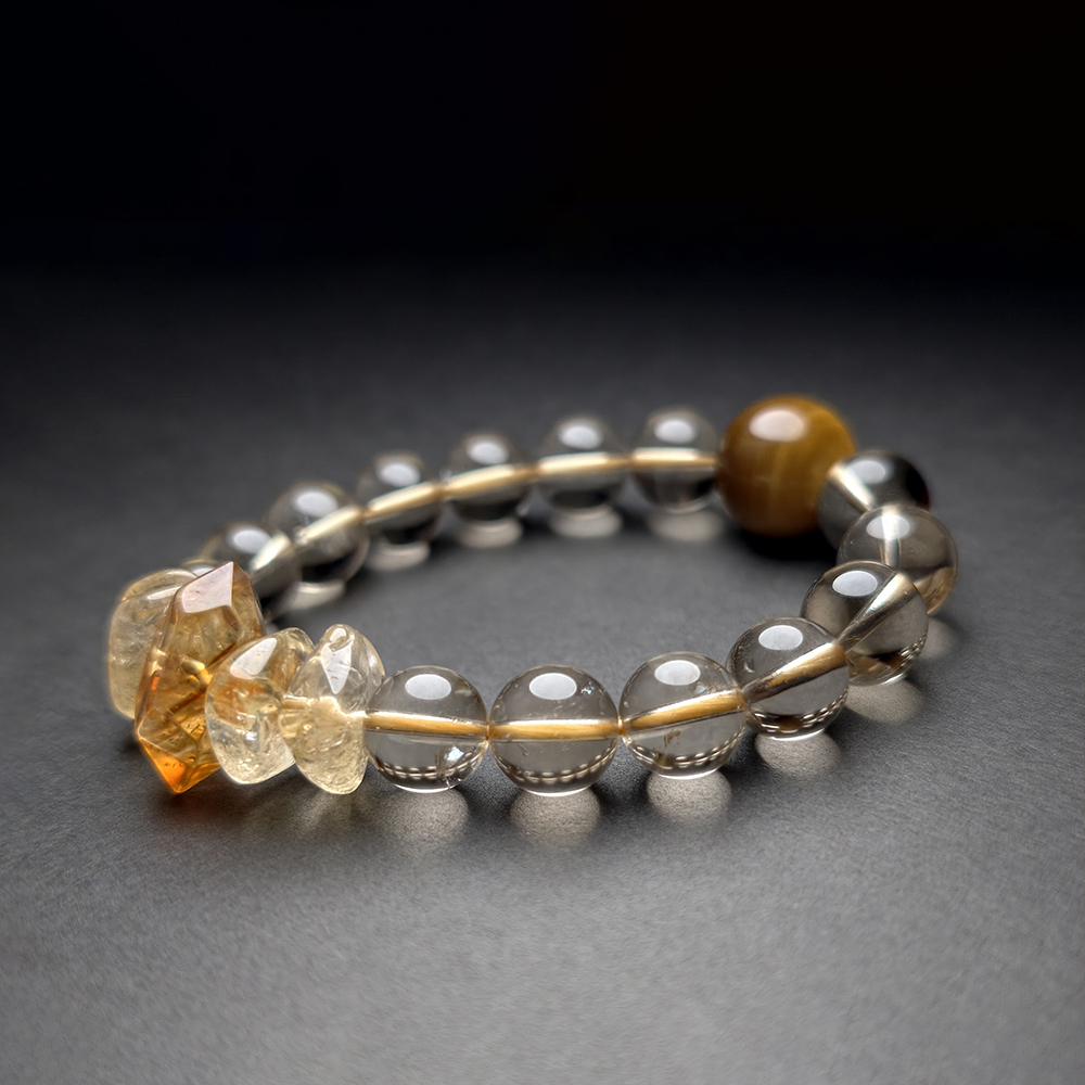 Seven Flame Prosperity Bracelet – Citrine, Tiger's Eye & Double-Terminated Citrine