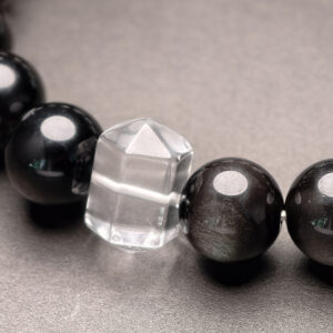 Alternative view of Six Flow Bracelet – Silver Obsidian & White Quartz