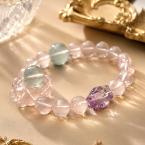 Lasting Attraction Bracelet Starlight Pink Quartz • Green Fluorite • Amethyst • Prehnite Accent