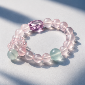 Lasting Attraction Bracelet Starlight Pink Quartz • Green Fluorite • Amethyst • Prehnite Accent