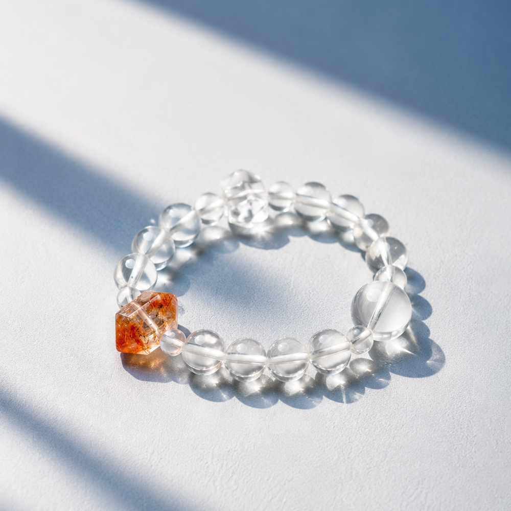 Earth-Nurtured Clarity Bracelet – Clear Quartz & Double-Terminated Citrine