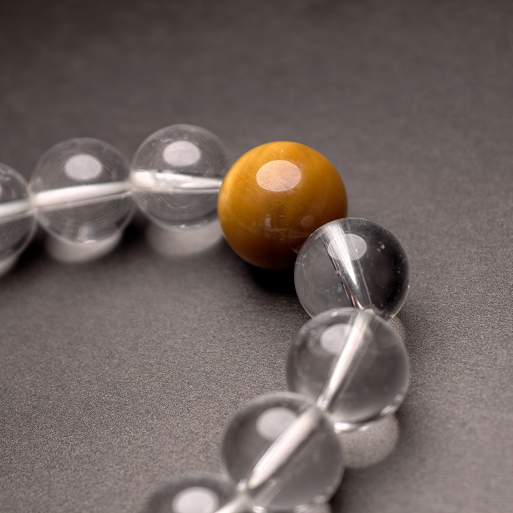Metal Flow Bracelet – White Quartz, Golden Tiger’s Eye & Dual-Terminated Quartz - Image 3