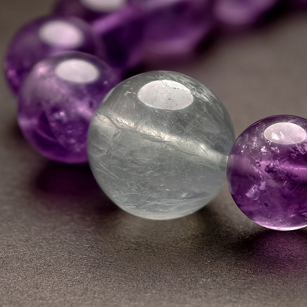 Endless Purple Flame Bracelet – Amethyst, Green Fluorite & Red Rutilated Quartz - Image 3