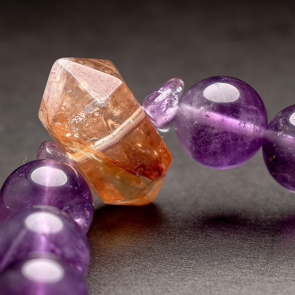 Endless Purple Flame Bracelet – Amethyst, Green Fluorite & Red Rutilated Quartz - Image 5