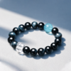 Ocean Flow Energy Bracelet Blue Tiger Eye • Aquamarine • Clear Crystal Design