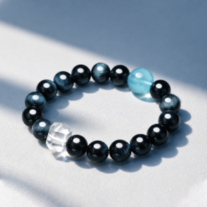 Ocean Flow Energy Bracelet Blue Tiger Eye • Aquamarine • Clear Crystal Design